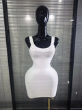 Winered White Women Sleeveless Sexy O-Neck Bodycon Mini Bandage Dress Birthday Party Celebrate Evening Clothing