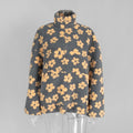 Fashion Floral Faux Lambswool Sweatshirt Women's Casual Zipper Pocket Loose Pullover Sweatshirt Autumn Festive Clothing