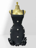 Women's Summer Shiny Rhinestone Bud Sleeveless Hip-Hugging Dress European Size Glam Fashion Party Bandage Performance Gown Dress