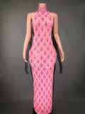 Festival Shiny Rhinestones Party Dress Birthday Luxury Costume Fancy Brilliant Dancer Wedding Impressive Evening Dress
