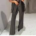 Elegant Blazer Jacket Pant Set Women Slim Fit Solid Lapel Double Breasted Coat Wide Leg Pant 2026 Spring Lady Commute Outfit New