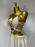 Women Sexy Hollow Out Backless Long Dress Two Piece Set Nightclub Stage Performance Costume Eveing Birthday Party Cocktail Dress