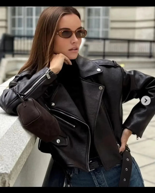Light Faux Spring Autumn Women Retro Short Soft Leather Jacket Vintage Female Belt Zipper Coat Moto Biker Outwear Tops