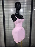 Pink Orange Women Sexy Strap O-Neck Bodycon Mini Bandage Dress Birthday Party Girls'Vacation Cocktail Outfit Wholesale