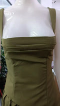Elegant Ribbon Corset Long Dress For Women Slip Slit Maxi Dresses Evening Bridesmaid Wedding Guest Olive Green Black Cocktail