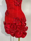 Elegant Chic 3D Beaded Flower Spaghetti Strap Short Bodycon Bandage Dress Luxury Party Prom Gown Birthday Wedding Guest Dresses