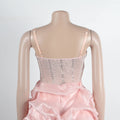 Sexy Rhinestone Bodycon Ruched Puff Suspenders Dresses Women Sheer Mesh Birthday Party Night Clubwear Summer Dresses Robes
