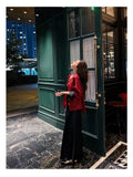 New Long Sleeved Jacquard Cardigan Summer Warm Loose Printing Versatile Retro Festival Red Lady Tang Suit Top