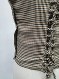 Hit Color Spliced Lace Up Slimming Vests for Women Square Neck Sleeveless Temperament Vest Female New