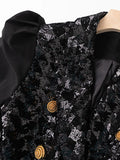 New Fashion 2026 Designer Sequin Suit Jacket Women's Patchwork Double Breasted Gold Buttons Blazer