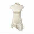 Luxury Ruffled Dress Women's Elegant Pleated Patchwork Slim Vintage Dress Summer New Chic Women's Party Evening Dress