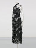 Hit Color Slimming Dresses for Women Square Neck Sleeveless High Waist Temperament Long Dress Female Fashion Style