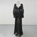 Fashion Style White Cutout Floral Accent Gown for Women Square Collar Puff Sleeve Asymmetric Train Skirt for Beach Elopement