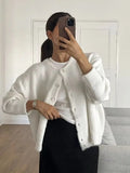 Women's Grey Wool Knitted Cardigan Elegant Button Large Size Sweater Knitwears Cardigans New Winter Fall Clothes Gray Red White