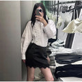 Fashion Women's Napoleon Shirts Loose Lapel Single Breasted Full Sleeve Female Blouses 2026 Summer Autumn Lady Chic Tops