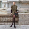 Retro Khaki Shorts Set for Womenstand Collar Sleeveless Cape Vest High Waist Shorts Office Two Piece Sets Female