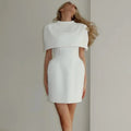 Elegant Waist-Cinching Sleeveless Short Dress Women's Round-Neck Short Cape Birthday Dress Female Banquet Party Dress New