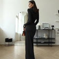 Elegant Turtleneck Curvy Brown Dress Women's Sexy Long Sleeve Shoulder Pad Party Evening Tight Elastic Dresses Winter New Black