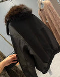 Original for Autumn/winter Women's Collection, A Detachable Wool-neck Jacket with A Fleece Leather Effect Can Be Worn