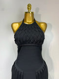 Women Sexy Sleeveless Halter Tassel Bodycon Bandage Dress Purple Black Elegant Evening Party Nightclub Birthday Prom Dress