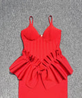 Valentine's Day Women Sleeveless V-Neck Ruffles Bodycon Long Bandage Dress Celebrate Evening Party Birthday Cocktail Dress