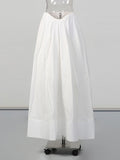 Chic White Two Piece Sets for Women Lapel Long Sleeves Crop Top Irregular Waist Maxi Skirt Set for Art Exhibition