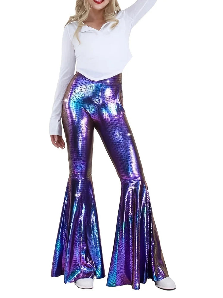 Wmstar Pants Women Wholesale Lightweight Snake Skin Wide Leg High Waisted Elasticated Plus Size Sexy Flared Height Enhancement