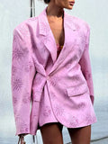 Elegant Floral Print Women Jackets Lapel Collar Long Sleeve Loose Jacket for Commute Daily Wear Fashion Autumn New