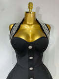 Women Luxury Birthday Dress Sexy Backless Beading A Line Bandage Dress 2025 Knitted Celebrity Elegant Evening Club Party Outfit