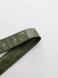 Simpel Basics Patchwork Belt Leather Jacekt for Women Lapel Long Sleeve Spliced Zippers Casual Office Coats Female