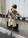 Women Khaki Windbreaker Jacket High Neck Zip Up Flared Hem Loose Fit Coat Autumn Commute Street New Lady Chic Hot Outerwear 2026