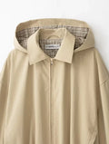 Women Khaki Hooded Cropped Zip‑up Jacket Faux Two‑inner Plaid Fabric Drawstring Bottom Coat Lady Autumn Casual Commute Outfits