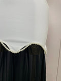 Women Elegangt Pearl Bandage Strapless TopAnd White Mesh Long Dress Two-piece Set Celebrity Evening Birthday Wedding Party Dress