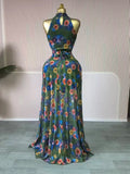 2026 New Women O-neck Sleeveless Floral Print Mermaid Maxi Dress Evening Birthday Beach Sexy Night Party Long Dresses