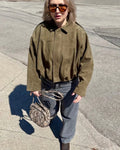 Women's Faux Suede Cropped Bomber Jacket Lapel Collar Zipper Loose Autumn Winter Casual Streetwear Vintage Coat 2026 New