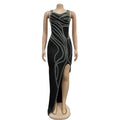Women Dresses for Special Occasions Sexy Rhinestone Cocktail Floor Length Long Maxi Dress Evening Party Birthday Dresses
