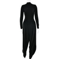 Sexy Hot Girl Solid Color Jumpsuits for Women Round Neck Long Sleeve Backless Side Split Streetwear Jumpsuit Female