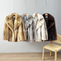 Luxury Fashion Women Yellow Striped Faux Fur Jacket Coat Chic Girls 2025 Winter Oversized Warm Outerwear Overcoat