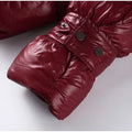 Stand Neck Glossy Surface Padded Cotton Short Coat Women Full Sleeve Thicken Pockets Jackets Coat Female Winter Chic Streetwear