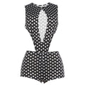 Polka Dot Sexy 2 Piece Set Women Side Split Sleeveless Bandage Bodysuit+Shorts Matching Hipster Party Clubwear Suits