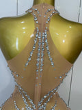 Sparkly Rhinestones Sexy Mesh See Through Dress Party Evening Prom Celebrate Birthday Dress Singer Dancer Show Stage Wear
