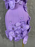 Strapless 3D Handmade Flower RhinestoneBandage Mini Dress Women Sky CorsetBodycon Short Cocktail Party Evening Dress