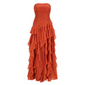 Solid Spliced Ruffles Elegant Dresses For Women Strapless High Wasit Backless Loose Dress Female Fashion