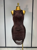 Women Sexy O Neck Sleeveless Gradient Tassel Mini Bodycon Bandage Dress Celebrity Elegant Evening Club Party Cocktail Dress