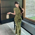 Olive Girl Green Embroidered Qipao for Garden Wedding 2026 Fairycore Photoshoot Everyday Wear S-XXL XS-3XL Plus Size Embroidered Dramatic Silhouette Romantic Editorial Not Costume Qipao Cheongsam Chinese Dress Chinese Heritage Fashion Women