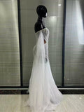 Luxury White Pearl Long Dress Wedding Birthday Drag Queen Photoshoot Dress Women Backless Mesh Sexy Dress Singer Stage Wear