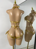 Newest Crystal Swimwear Fashion Gold Bar Bikini Blingbling Swimwear Bikini Popular Bathingsuit Bikini Nightclub Stage Outfit