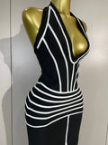 Women Backless Evening Party Prom High Quality Birthday Dress Sexy Halter Neck Black Sleeveless Slit Long Bodycon Bandage Dress