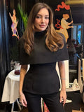 Women Gold Sparkle Capelet Top Elegant Shiny Tweed Shoulder Wrap Turtleneck Short Cloak 2026 Spring Lady Evening Party Outfit