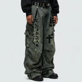 Plus Size Skull Cross Women's Jeans Trousers Denim Pants American Retro Vibe Wide-legged Dragging Oversized Baggy Pants